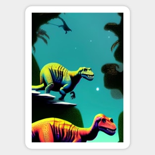 ABSTRACT ORANGE AND GREEN DINOSAUR Sticker